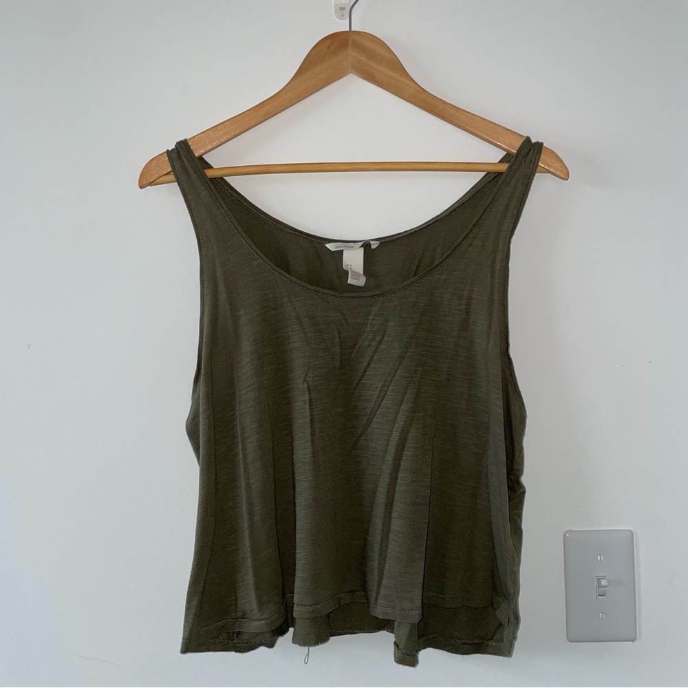 Green Cropped Tank Top